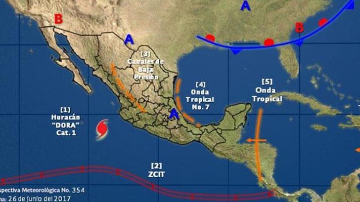 Pronostican lluvias intensas en 4 estados por huracán Dora