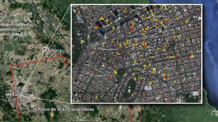 La NASA elabora mapa satelital de zonas afectadas por el sismo en Ciudad de México