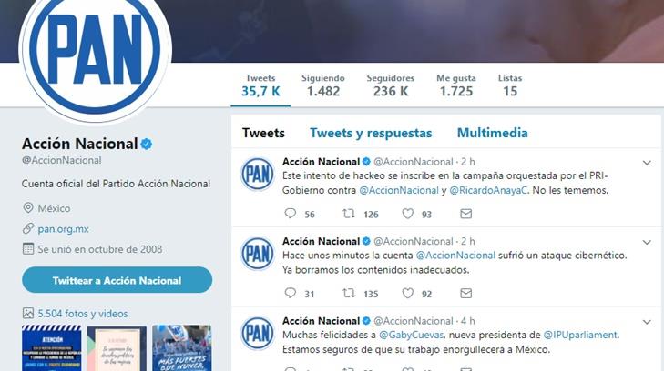 El Partido Acción Nacional acusa al PRI de hackeo a su cuenta de Twitter
