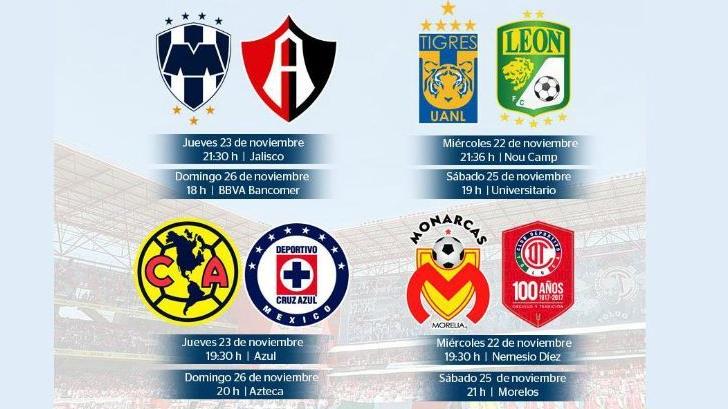 Dan a conocer los horarios de la Liguilla del Apertura 2017