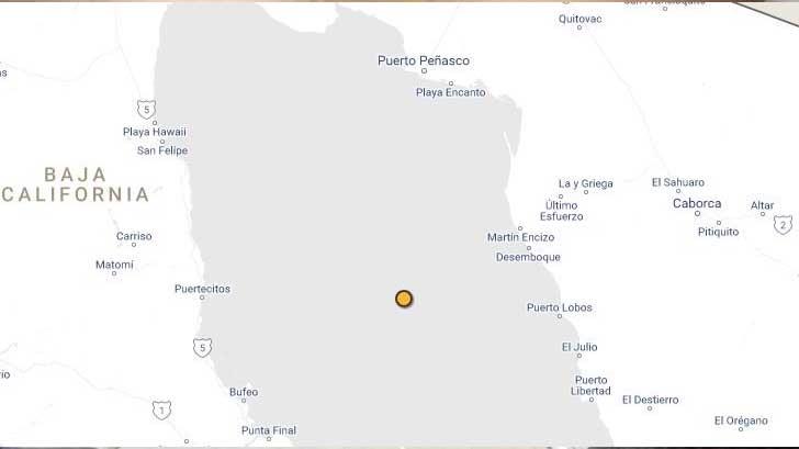 Sismo de 4.8 se registra al sur de Puerto Peñasco