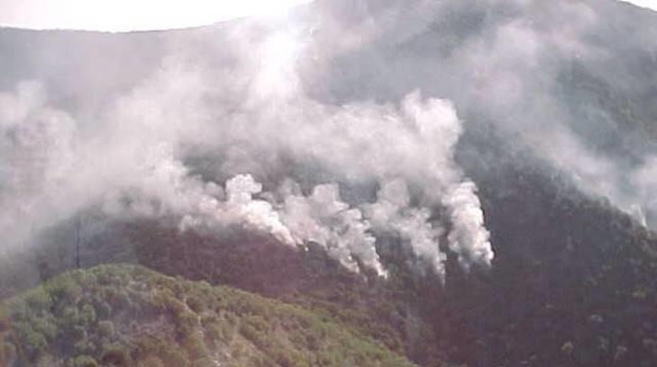Combaten incendio en sierra del municipio de Nácori Chico