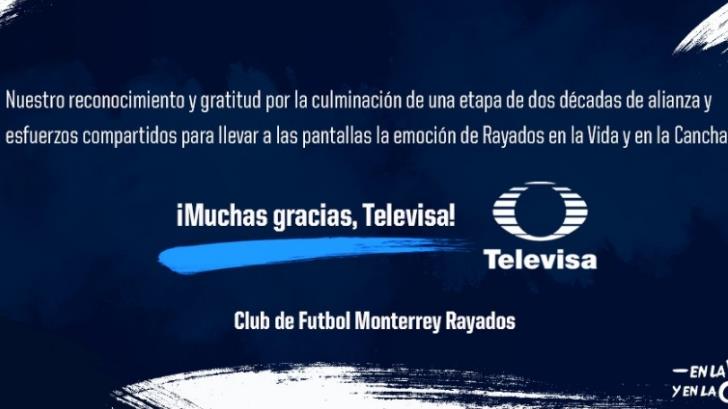 Monterrey concluye su relación laboral con Televisa