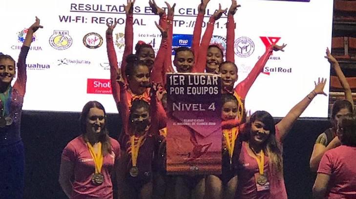 Gimnastas hermosillenses ganan primer lugar por equipo en Campeonato Regional Chihuahua 2018