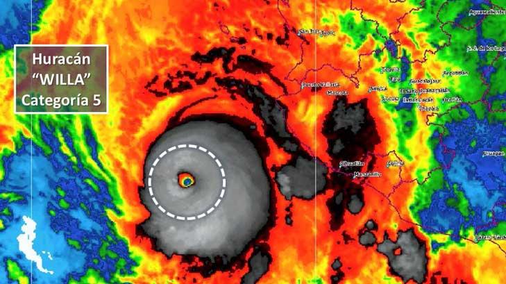 Huracán Willa asciende a categoría 5; rachas de viento alcanzan los 315 km/h
