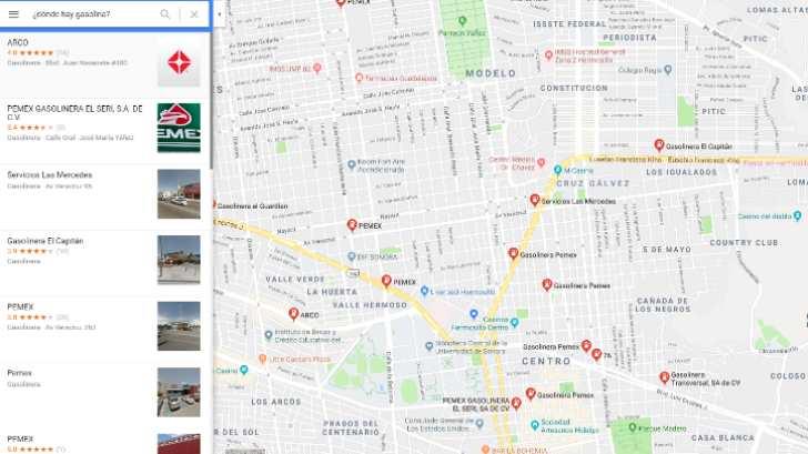 Google Maps te indica dónde hay y dónde no hay combustible