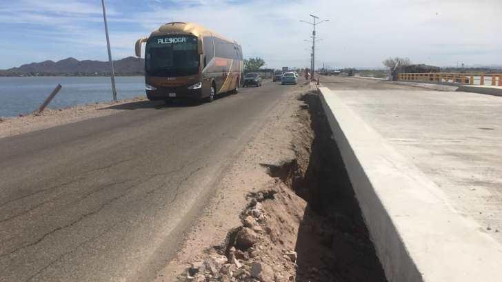 Denuncian puente que se cae a pedazos en Sebampo; autoridades no lo reparan