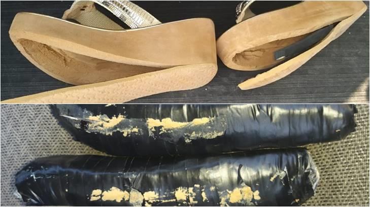 Detienen en Huatabampo a mujer que transportaba droga en la suela de sus zapatos