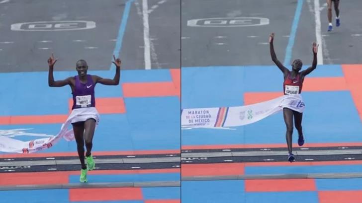 Duncan Maiyo y Vivian Kiplagat, los ganadores del Maratón de CDMX