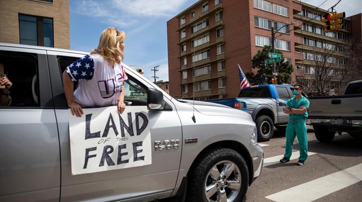 Manifestantes se oponen a cuarentena en Estados Unidos