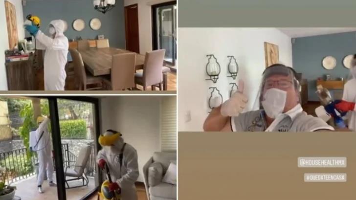 VIDEO | ‘Piojo’ sanitiza su casa, pero se expone con cubrebocas mal puesto
