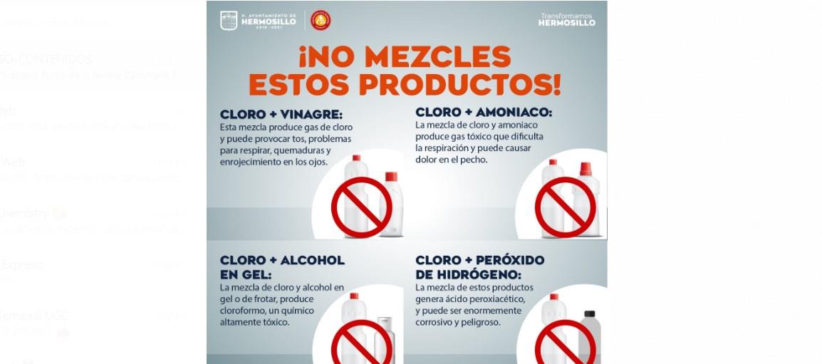 Alertan de no mezclar productos químicos: pueden ser nocivos para la salud.