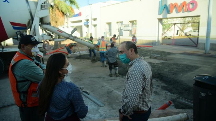 Célida López supervisa detalles finales de pavimentación con concreto hidráulico en la calle Matamoros