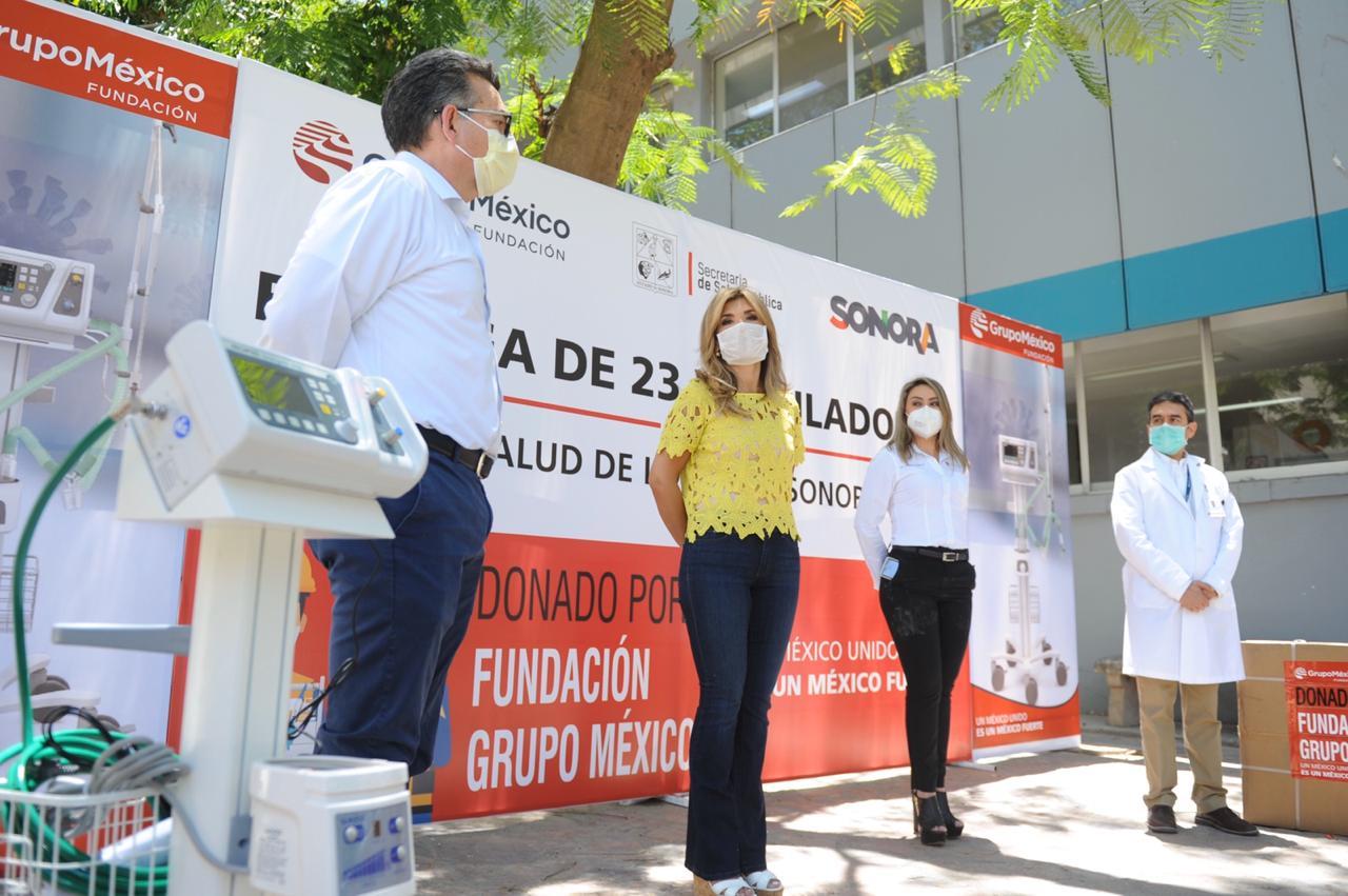 Gobernadora recibe donación de ventiladores de Fundación Grupo México