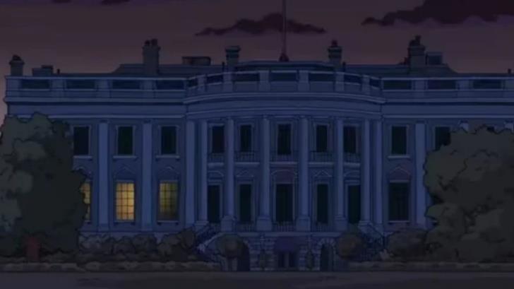 Los Simpson mostraron la Casa Blanca con luces apagadas