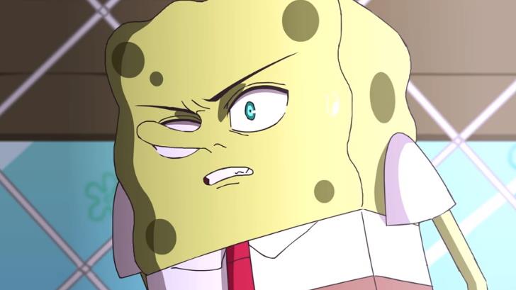 VIDEO | Bob Esponja al estilo anime lucha para salvar las cangreburger