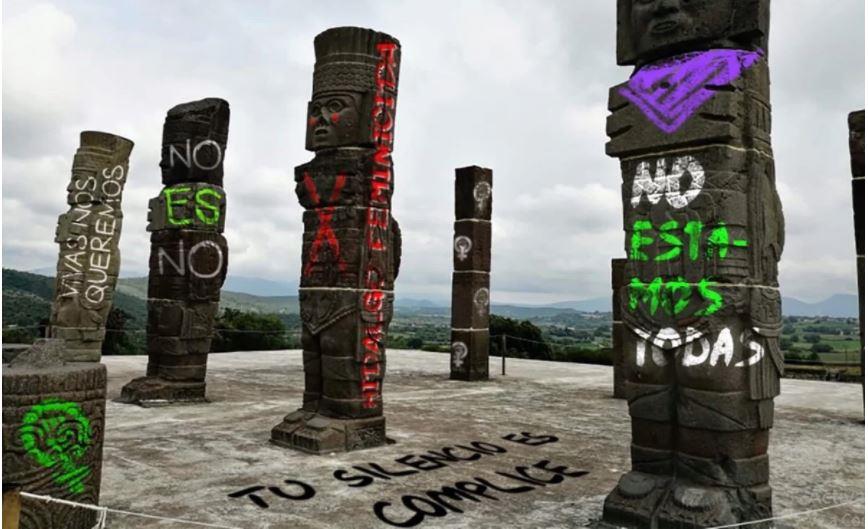 Protestan con pintas virtuales en monumentos de Hidalgo