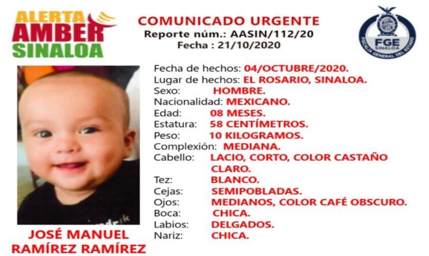 Activan Alerta Amber por desaparición de bebé en Sinaloa