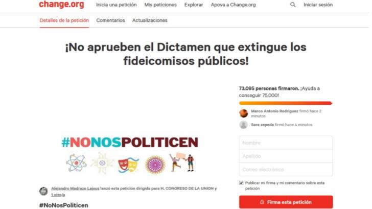 Con 73 mil firmas en Change.org, piden no extinguir fideicomisos