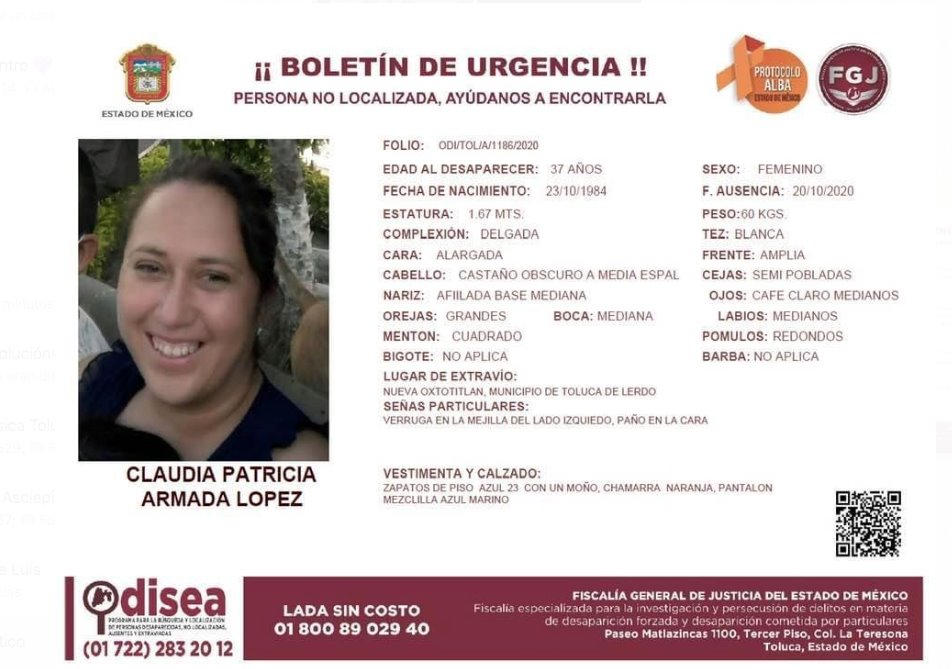 Buscan a Claudia en Edomex; desapareció tras salir con su expareja