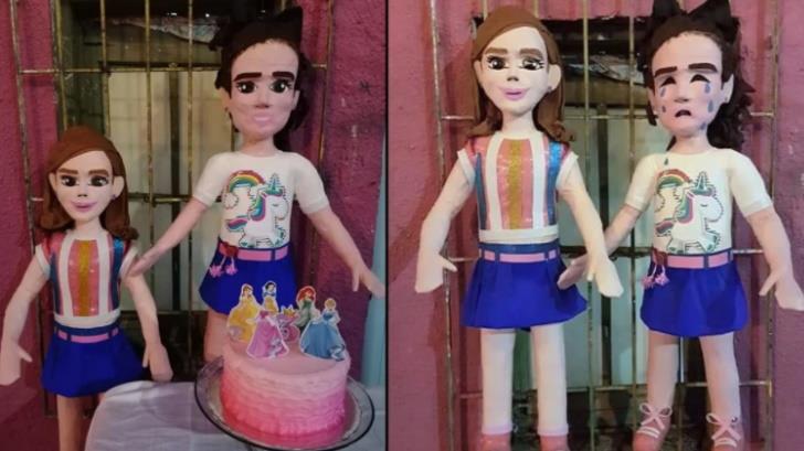 En Reynosa, crean piñata de ‘las niñas del pastel’