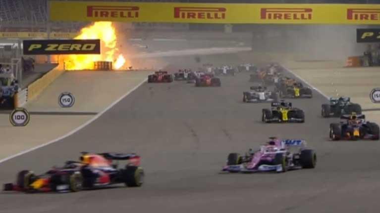 ¡Impactante accidente en el GP de Baréin!.. Romain Grosjean sufre quemaduras