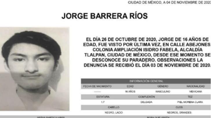 Hallan con vida a Jorge Barrera, estudiante de Prepa 5 desaparecido