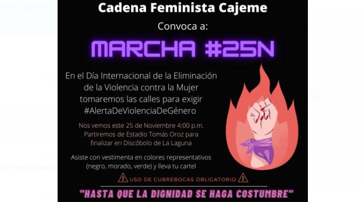 Esta es la razón por la que las mujeres de Cajeme se manifestarán el 25 de noviembre