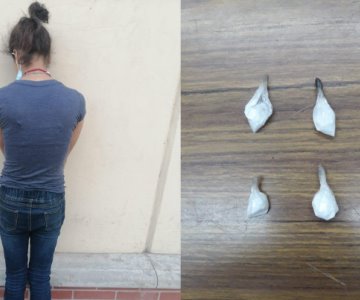 La detienen por posesión de droga y la investigan por asalto en Obregón