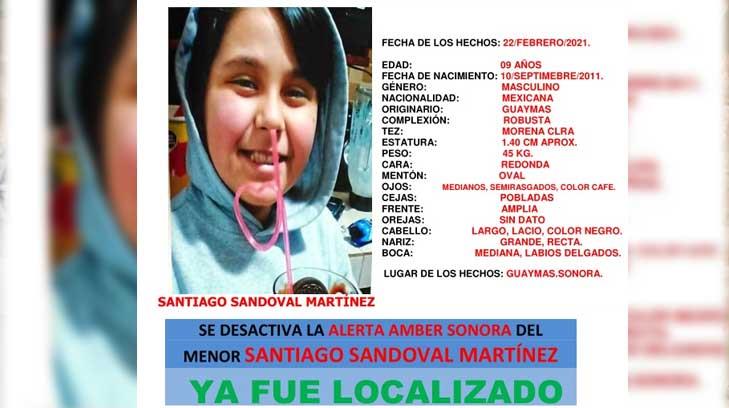 Localizan sano y salvo al pequeño Santiago Sandoval