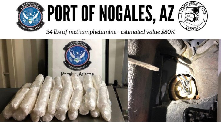 Perros de la patrulla fronteriza encuentras más de 15 kilos de metanfetaminas