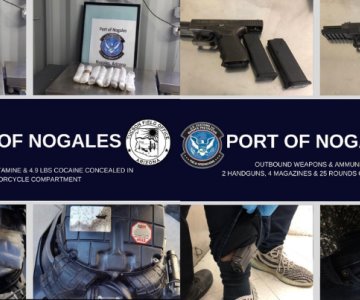 Decomisan 82 mil dólares de droga y arma de fuego en la frontera de Nogales