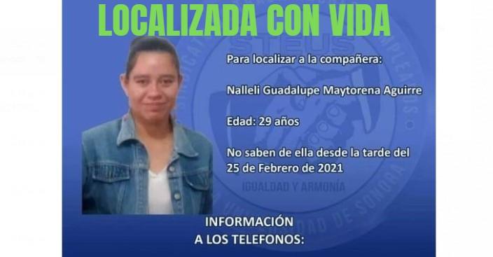 Encuentran con vida a Nalleli, mujer desaparecida en Hermosillo