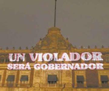 AMLO date cuenta; proyectan mensajes contra Félix Salgado en el Palacio Nacional