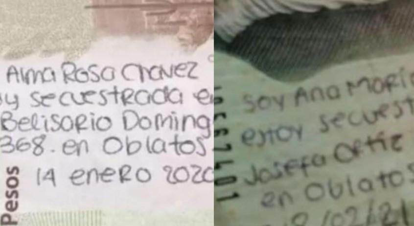 Estoy secuestrada ayuda, cajero automático le da billetes con mensajes de mujeres pidiendo ayuda