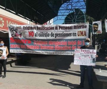 Maestros de la CNTE Sonora protestan por basificación en aniversario de Emiliano Zapata