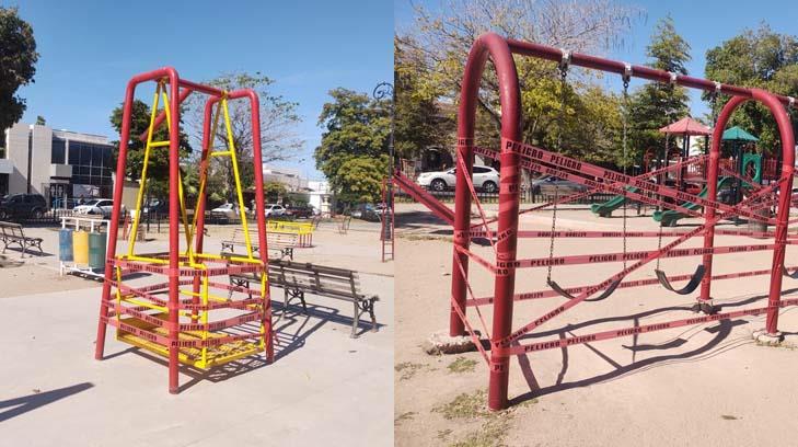 Bloquean acceso a juegos en el Parque Lineal Hidalgo