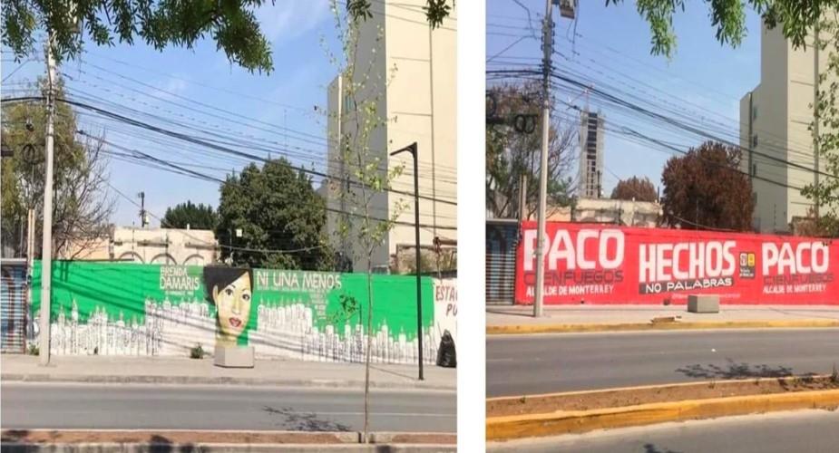 Repudian a candidato que eliminó mural con víctimas de feminicidio por poner su nombre