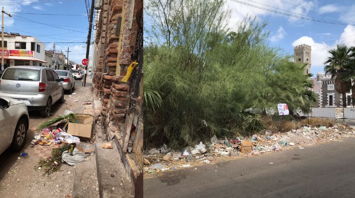 La basura que tiran en las calles de Guaymas pone en peligro a los peatones