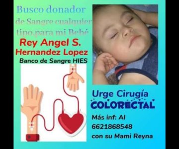 El pequeño Ángel necesita sangre para una cirugía; su mamá pide cualquier tipo de apoyo