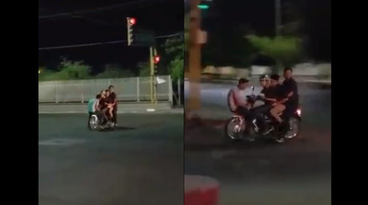 VIDEO | Manejar no es un juego; graban a 4 navojoenses paseando en una moto