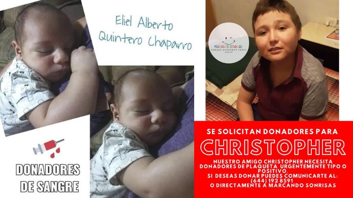 Los pequeños Christopher y Eliel necesitan donadores de sangre y plaquetas en Cajeme