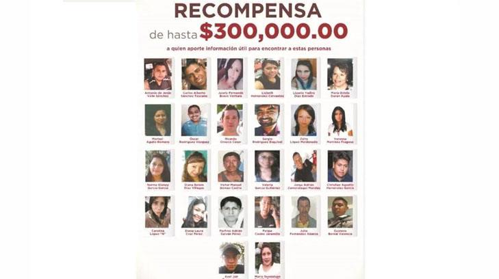 FGJEM ofrece $300 mil pesos por información sobre 26 desaparecidos