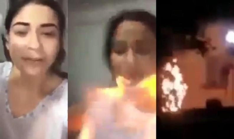 VIDEO FUERTE - Mujer se prende fuego pidiendo perdón a su pareja por serle infiel