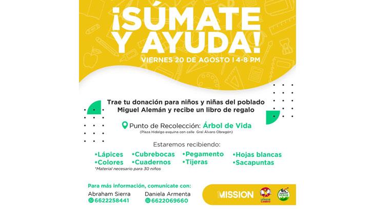 ¡Realizarán colecta de útiles escolares en Hermosillo!; así puedes unirte a la causa