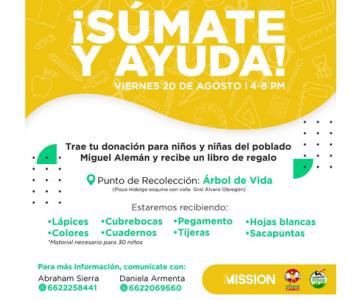 ¡Realizarán colecta de útiles escolares en Hermosillo!; así puedes unirte a la causa