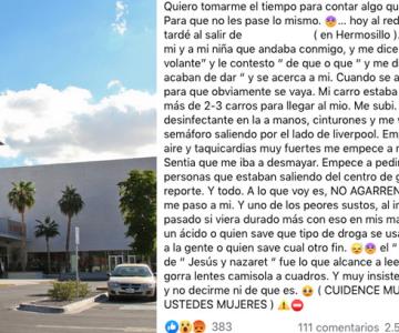 Alerta; intentan drogar a joven en centro comercial al sur de Hermosillo