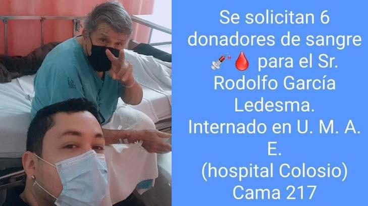 Don Rodolfo necesita donadores de sangre con urgencia para tener su cirugía