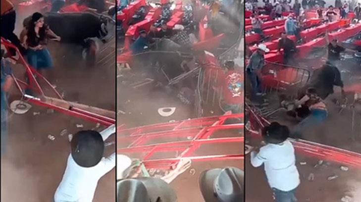 VIDEO | Embestida de toro deja al menos 10 lesionados en jaripeo