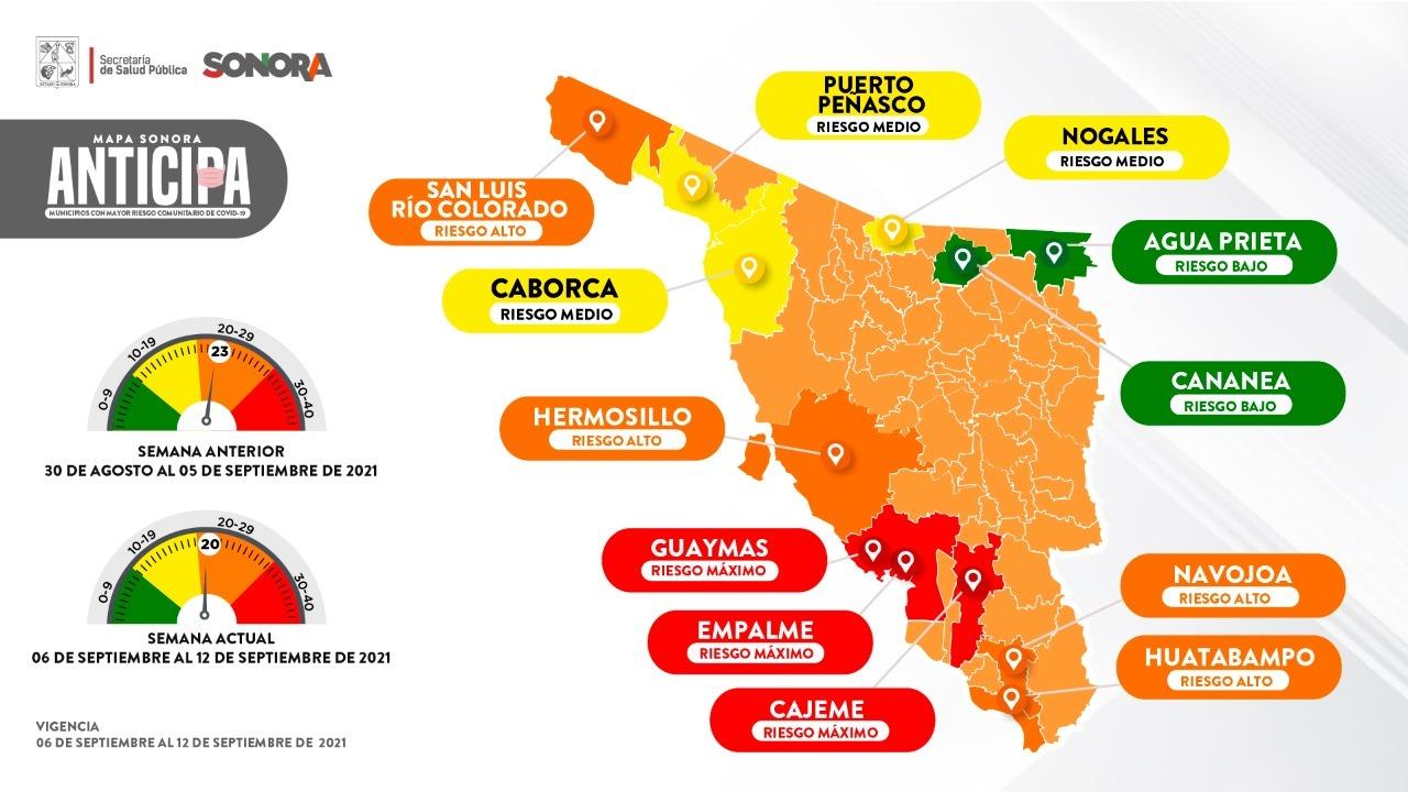 Sonora sigue pintado de naranja: así queda el Mapa Sonora Anticipa